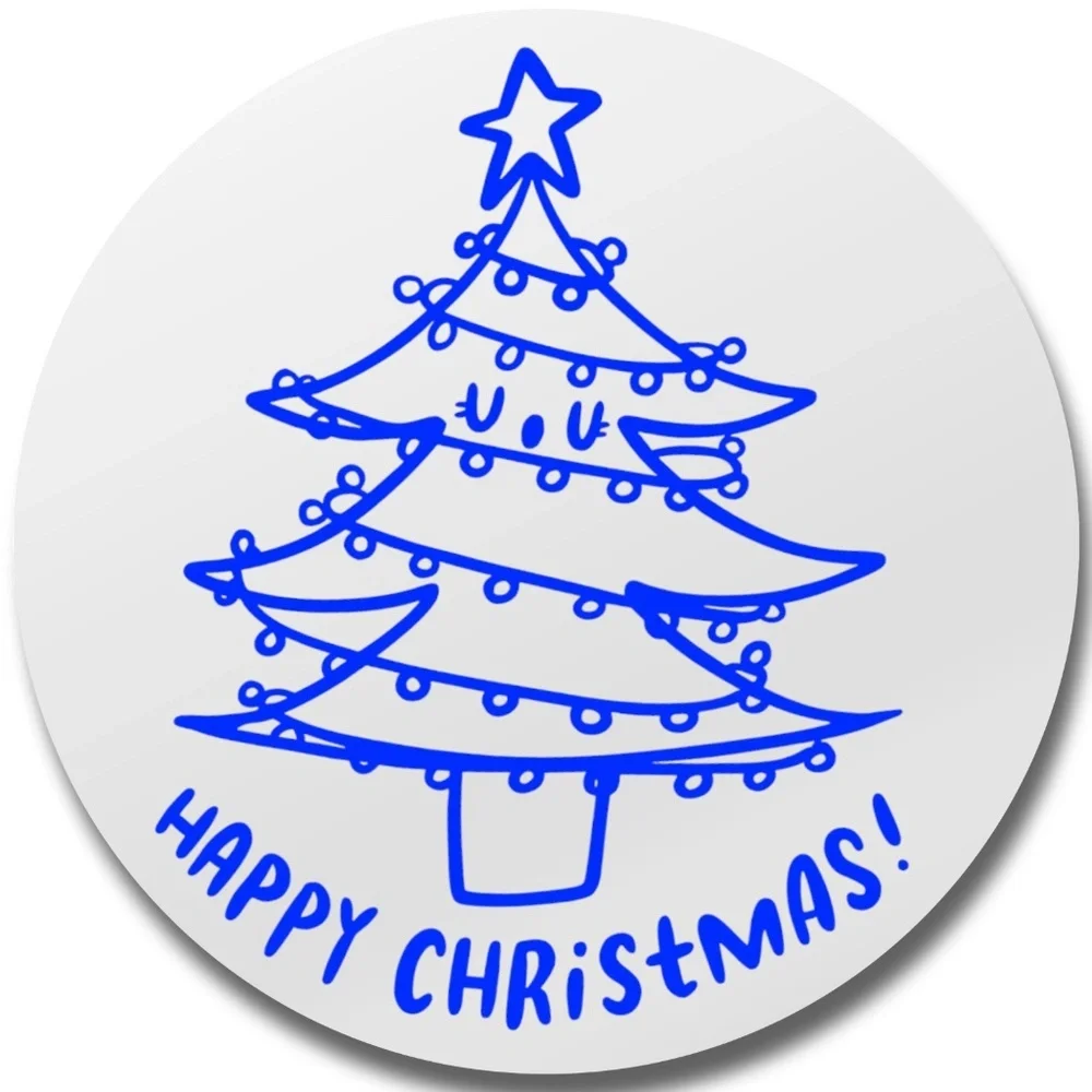 Holographic Happy Christmas Stickers • Holiday Tree Packaging Labels • 2 Inch